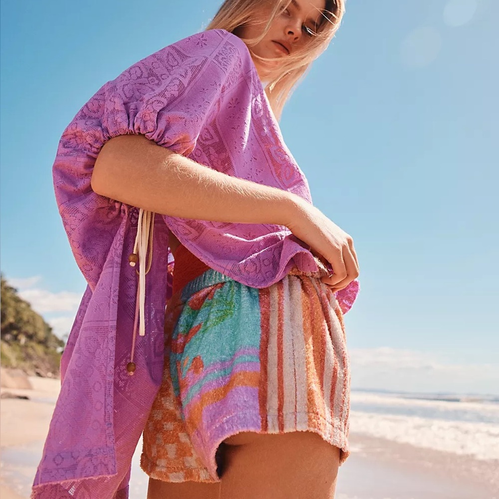 Free people beach set coverup set top shorts s/m